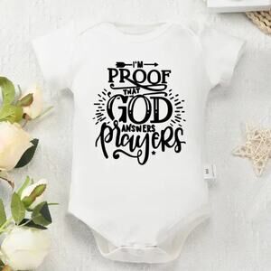 New “God Answers Prayers” romper 0-3 months